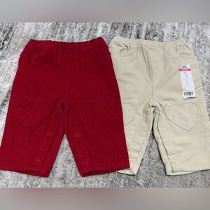 Girls Corduroy Heart Patch Pants - Red and Cream NEW